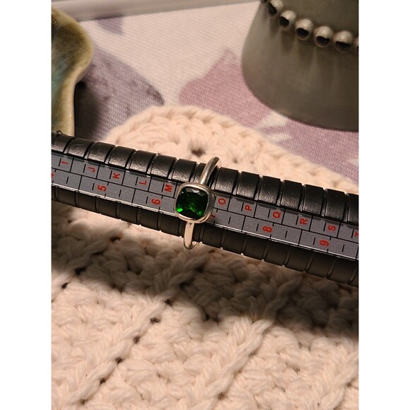 Sterling Silver Chrome Diopside Ring | Green Gem Size 7 Bezel Statement Band - Picture 3 of 5